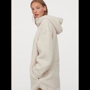 Hooded faux shearling jacket